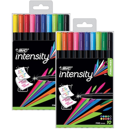 Intensity Fineliner Marker Pen, Fine, Assorted, 10 Per Pack, PK2